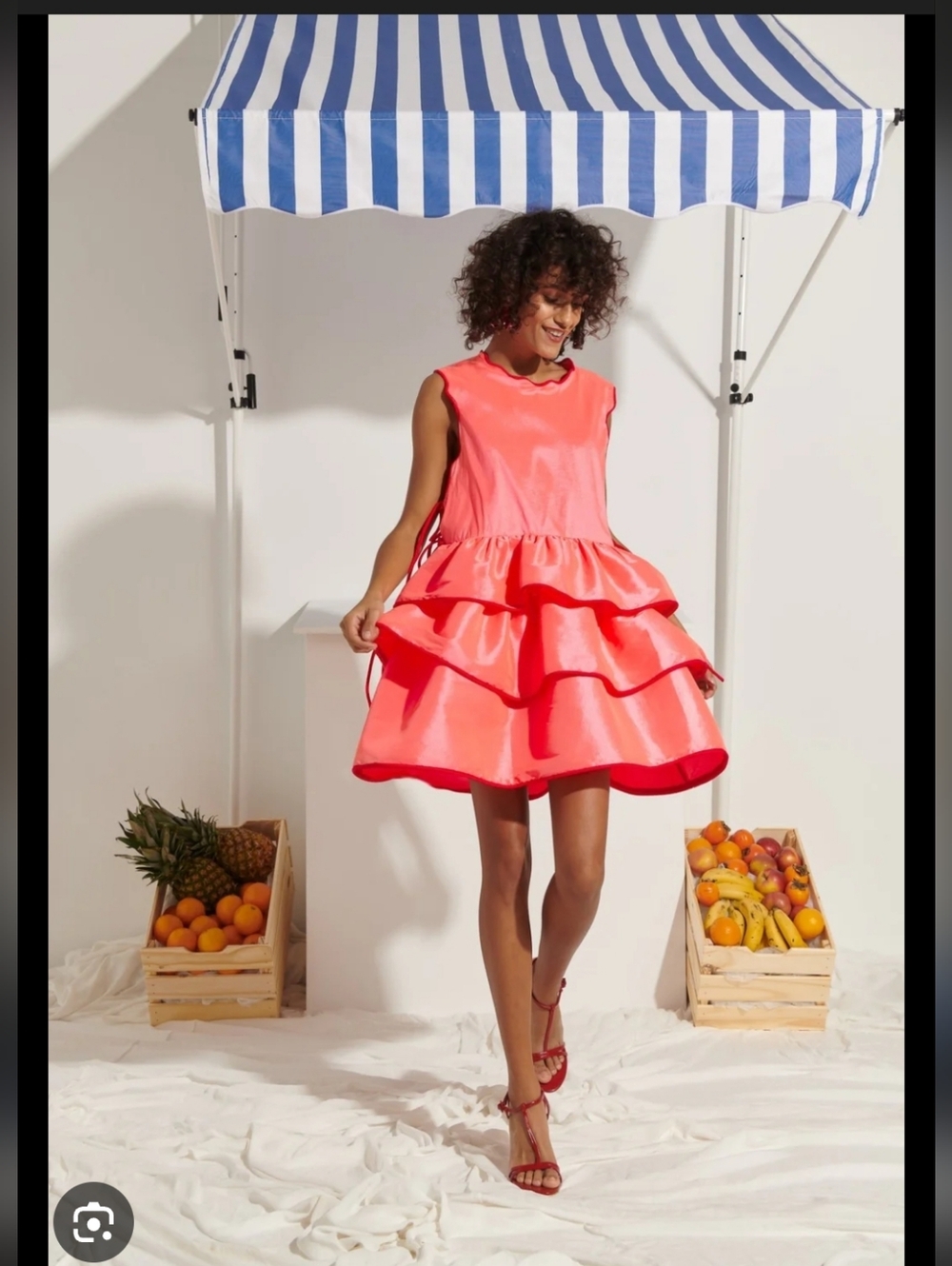 CeliaB Coral Tiered Ruffle Mini Dress